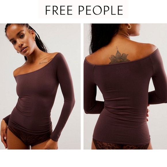 Free People Tops - Free People Off -The-Shoulder Solid Long Sleeve Top